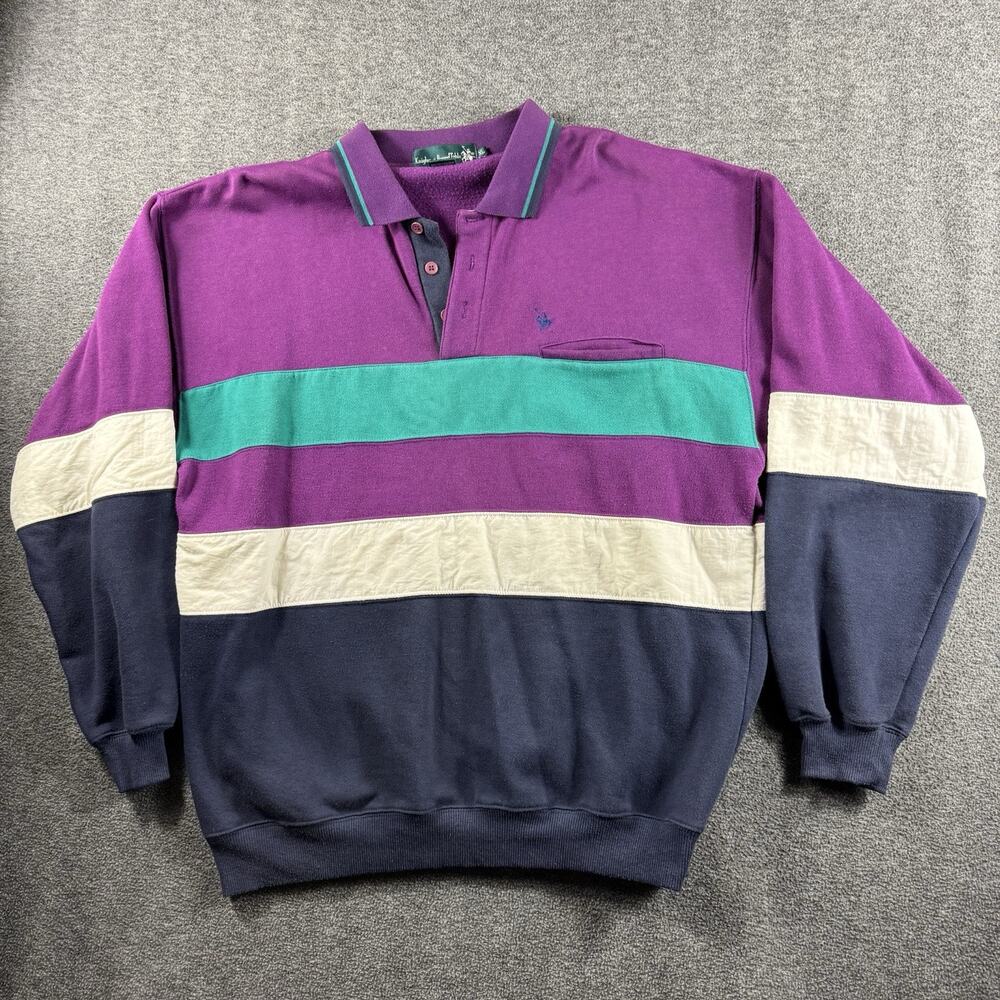 Vintage Knights Of Round Table Rugby polo Large Men’s Color Block 90’s Preppy